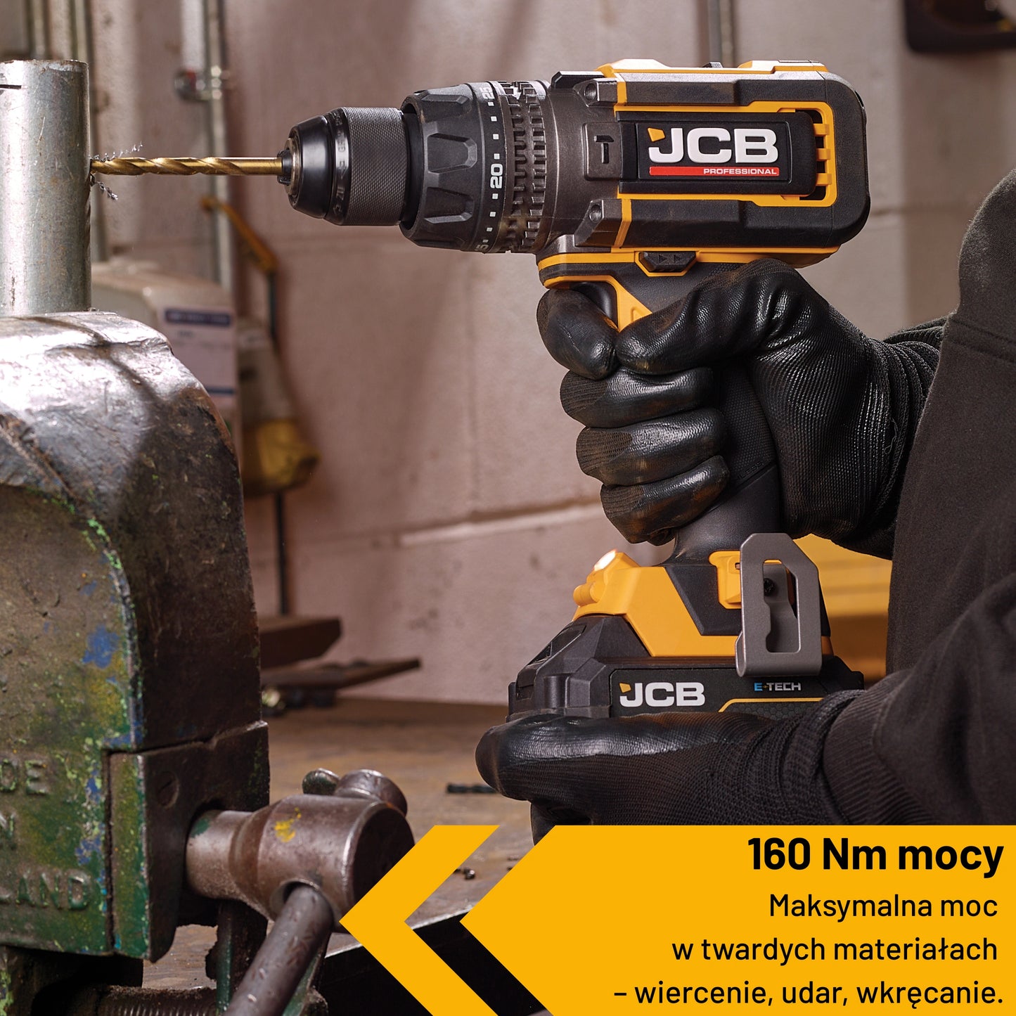 Професійний комплект JCB 18V: ударний дриль 160 Нм, ударний гайковерт 230 Нм, 2 акумулятори 5,0 Аг, зарядний пристрій