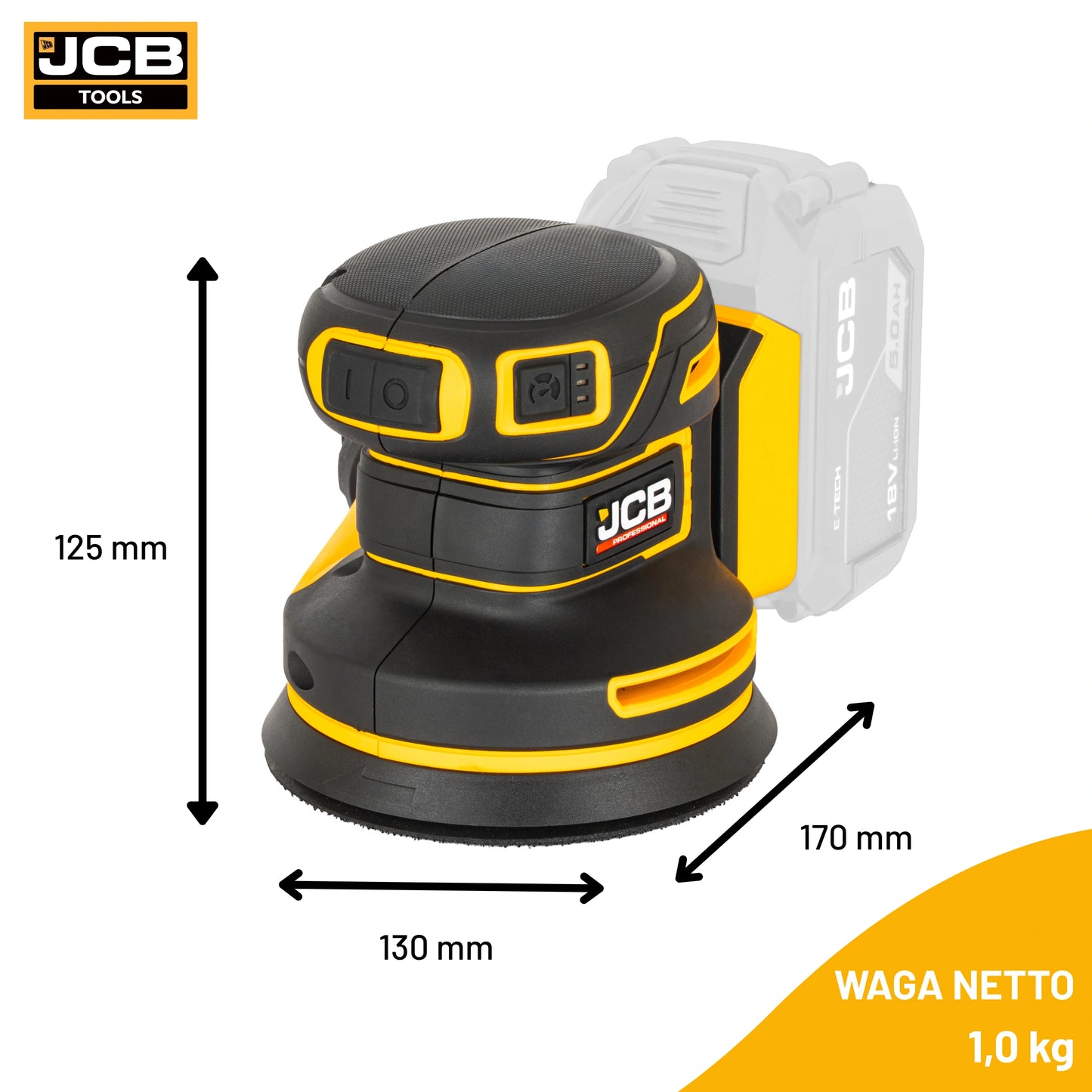 JCB Professional 18V Szlifierka Mimośrodowa