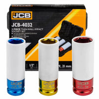 JCB Zestaw Nasadek Udarowych 1/2" do Alufelg 17/19/21 Cienkościennych 3 szt