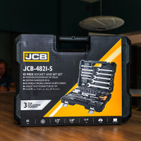 Zestaw Kluczy Nasadowych JCB 108el 1/2" 1/4" CRV Grzechotki Walizka 41082-5