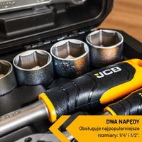 Zestaw Kluczy Nasadowych JCB 108el 1/2" 1/4" CRV Grzechotki Walizka 41082-5