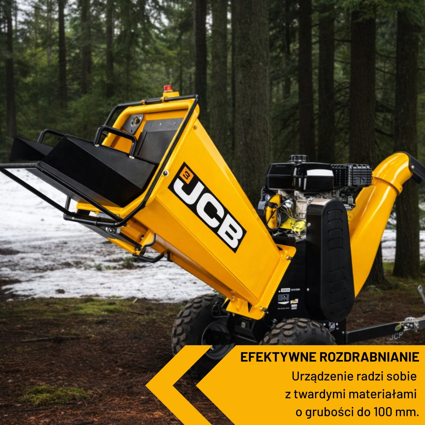 Подрібнювач гілок з 4-тактним двигуном JCB, 224 см3, 7,5 к.с. - 100 мм/4 дюйми 
