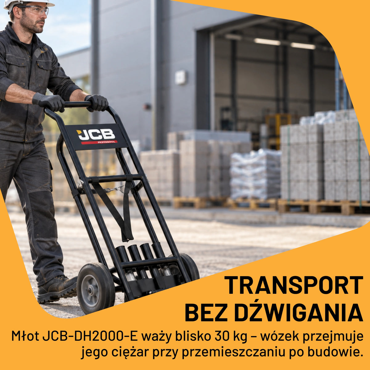 Wózek transportowy do młotów wyburzeniowych