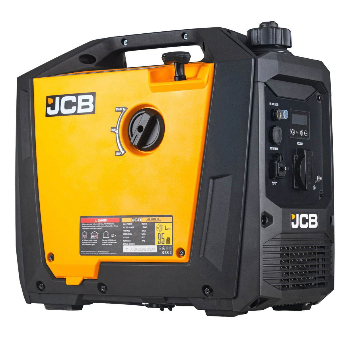 Agregat Inwerterowy JCB Tools 2000 W Generator Prądu 230 V (ECO, USB, 18kg)