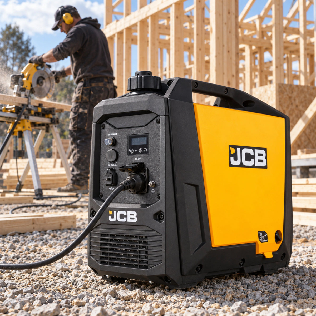 Agregat Inwerterowy JCB Tools 2000 W Generator Prądu 230 V (ECO, USB, 18kg)