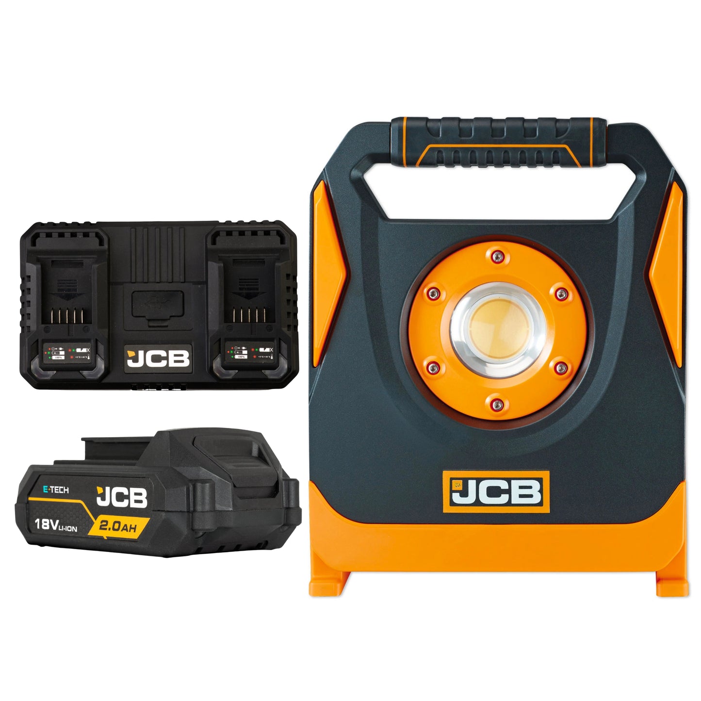 Lampy budowlane akumulatorowe JCB 4500 lm – lampa budowlana na statywie, widok produktu