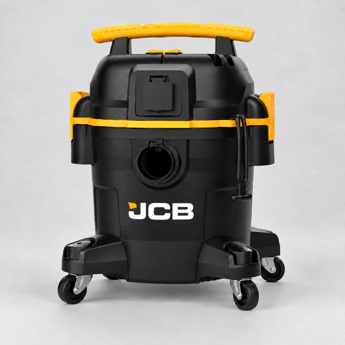Odkurzacz przemysłowy JCB JCB-SVACP-19L-EP 19 L na mokro i sucho z gniazdem do elektronarzędzi widok z przodu