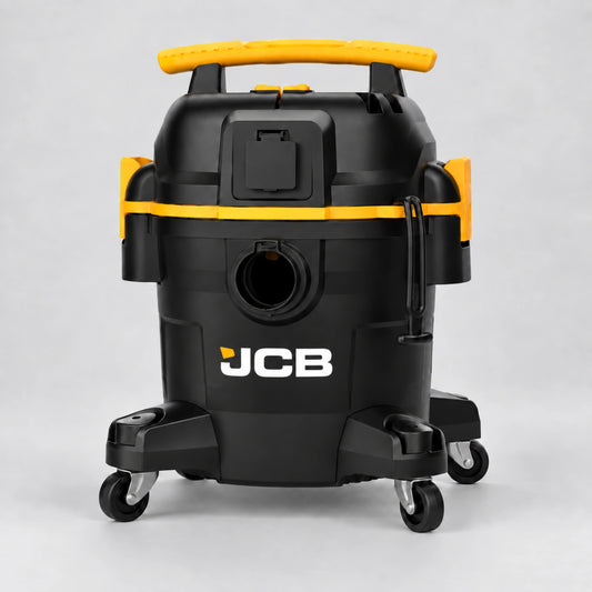 Odkurzacz przemysłowy JCB JCB-SVACP-19L-EP 19 L na mokro i sucho z gniazdem do elektronarzędzi widok z przodu