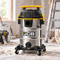 Промисловий пилосос JCB Tools 30 л для сухого та вологого прибирання 750 Вт антистатичний з розеткою для електроінструменту