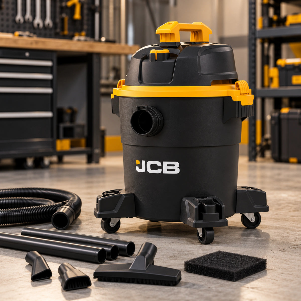 Пилосос JCB Tools 23 л для сухого та вологого прибирання 760 Вт з функцією видування