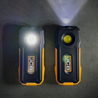 Latarka warsztatowa LED JCB 800 lm 2 w 1 - lampa robocza akumulatorowa z power bankiem USB-C
