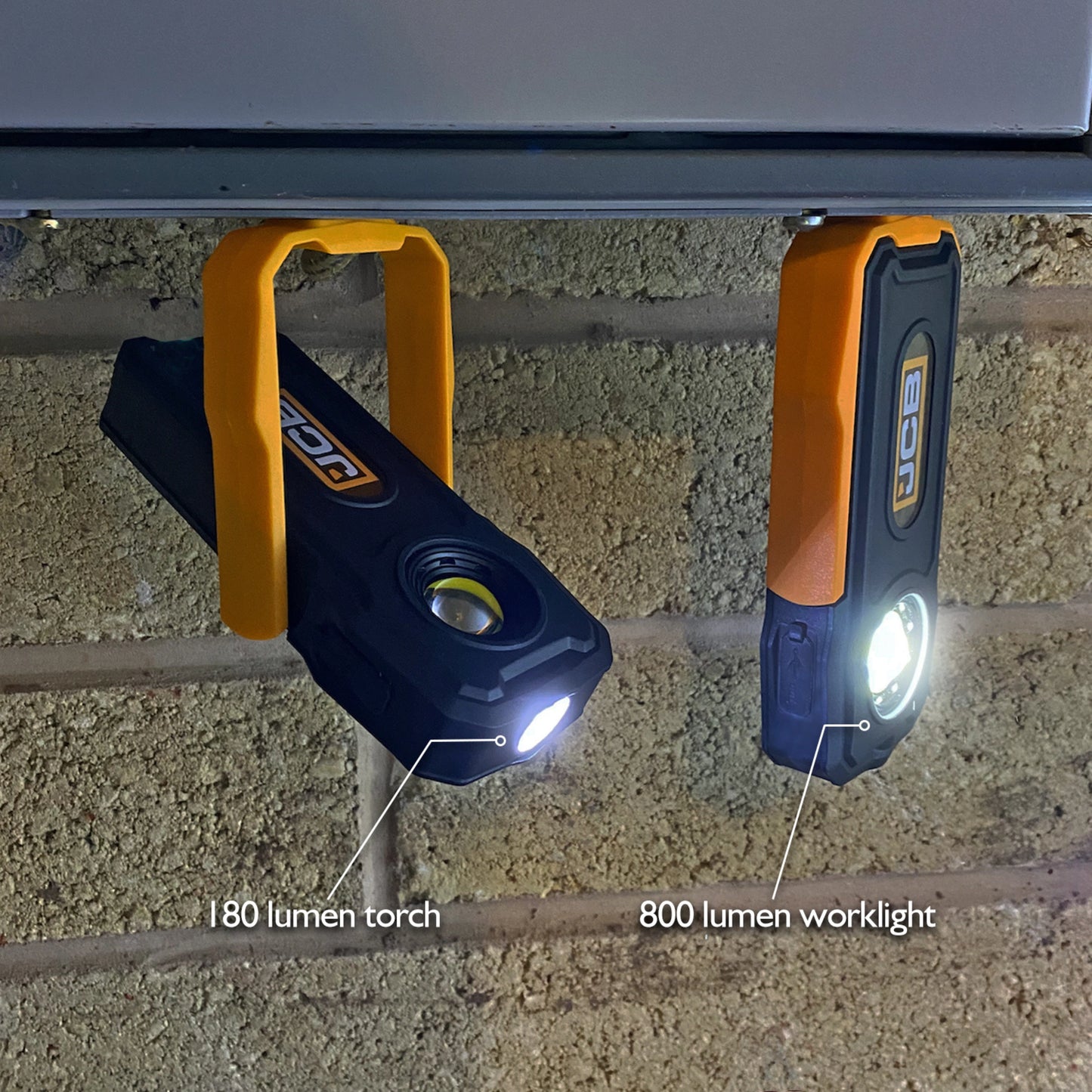Lampa robocza LED JCB 800 lm z płynną regulacją jasności - lampa warsztatowa akumulatorowa 2 w 1