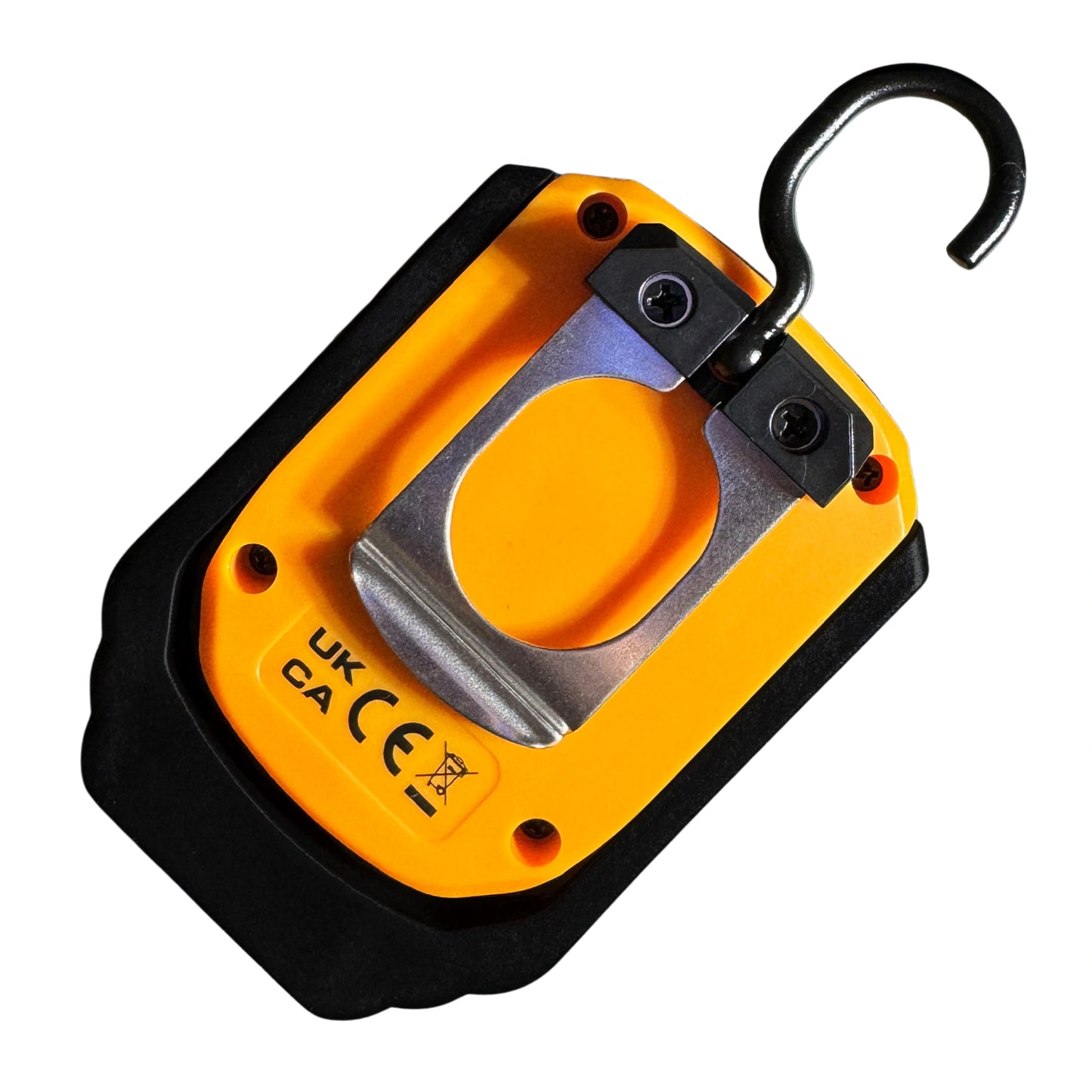 Tył lampy roboczej JCB z metalowym hakiem i uchwytem