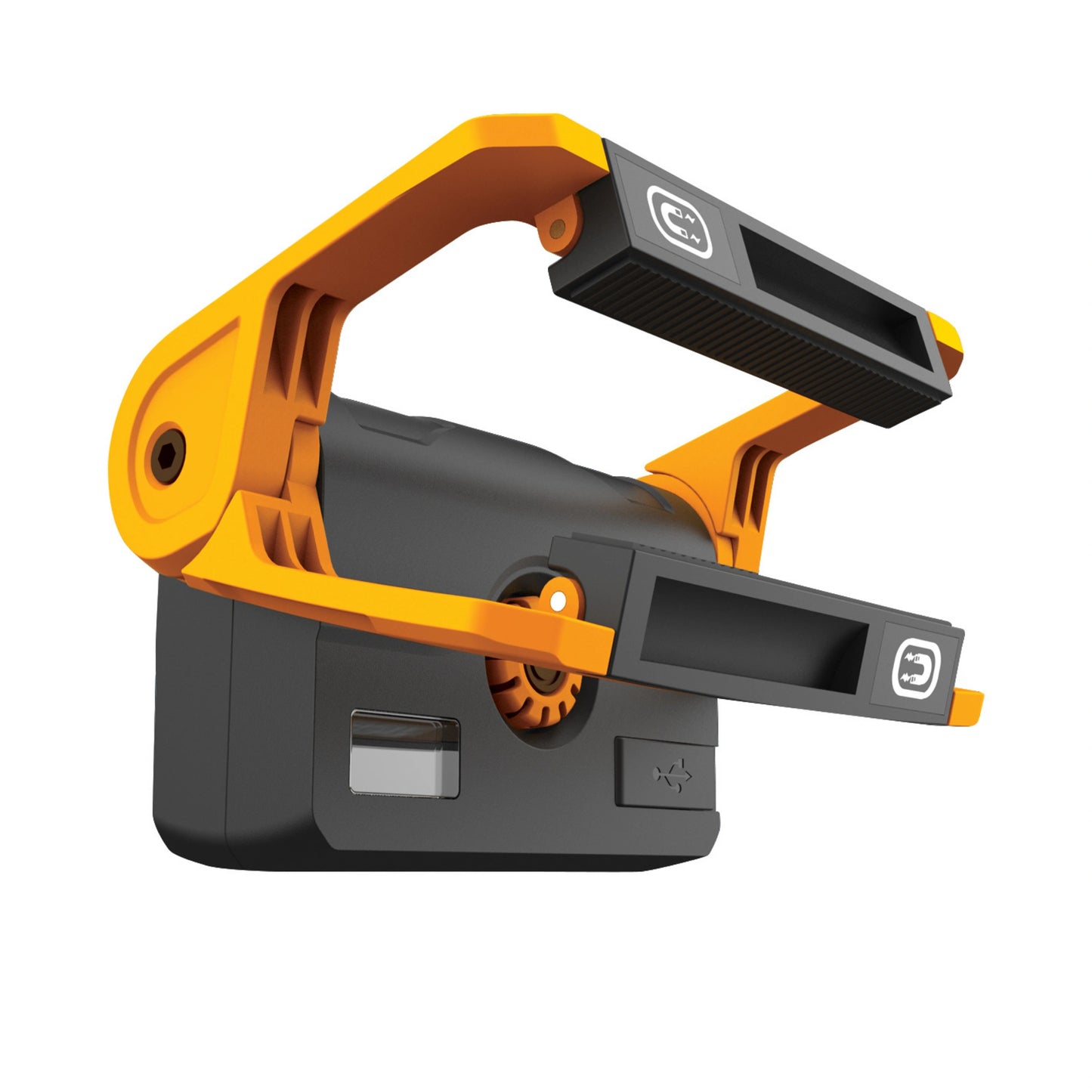 Lampa robocza JCB z rozłożonymi magnetycznymi ramionami mocującymi