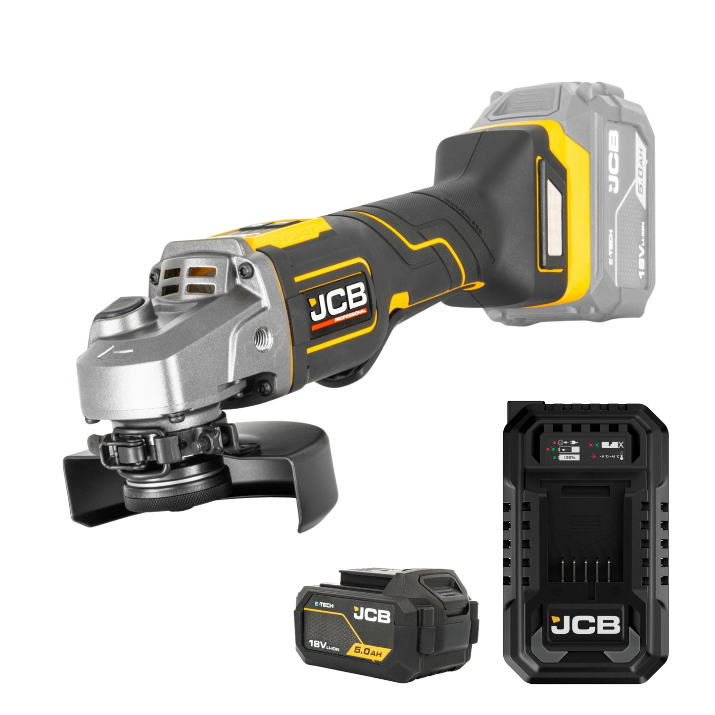 JCB Professional 18V Szlifierka Kątowa z Włącznikiem Łopatkowym (125 mm / 5")