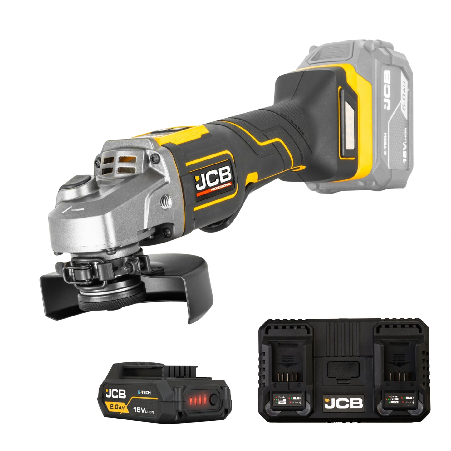 JCB Professional 18V Szlifierka Kątowa z Włącznikiem Łopatkowym (125 mm / 5")