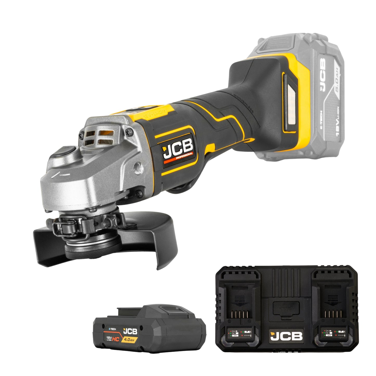 JCB Professional 18V Szlifierka Kątowa z Włącznikiem Łopatkowym (125 mm / 5")