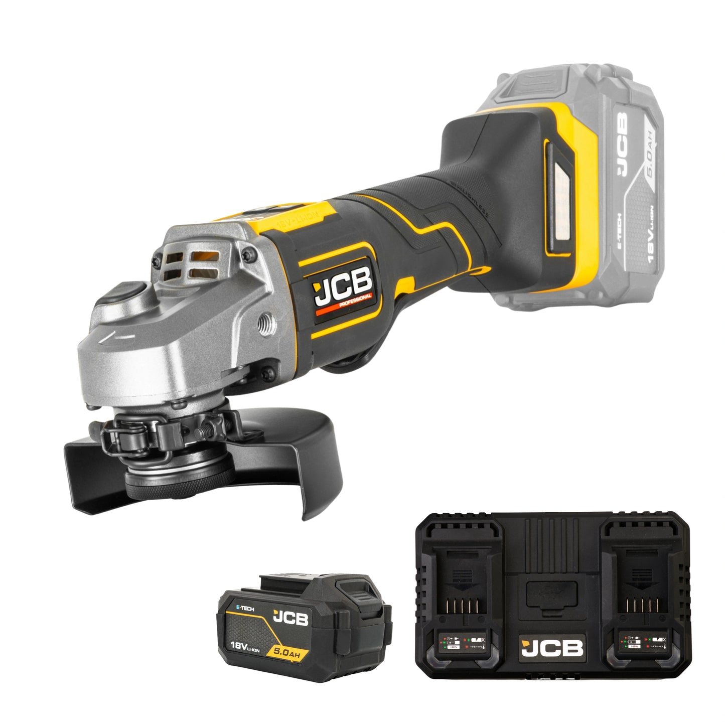 JCB Professional 18V Szlifierka Kątowa z Włącznikiem Łopatkowym (125 mm / 5")