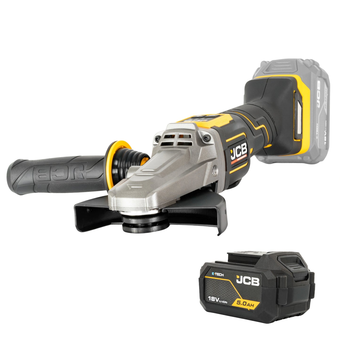 JCB Professional 18V Szlifierka Kątowa z Włącznikiem Łopatkowym i Płaską Głowicą (125 mm / 5")