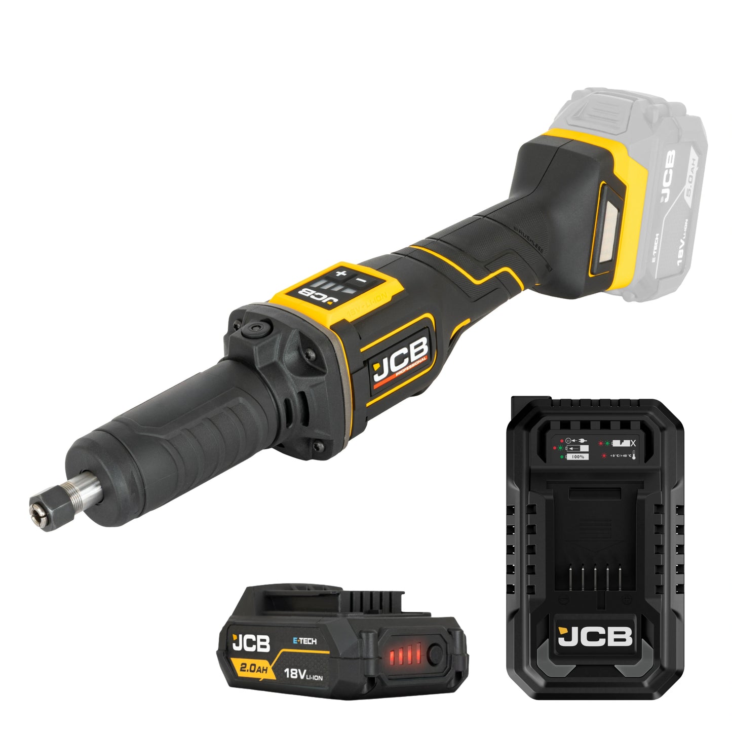 JCB Professional 18V Szlifierka Trzpieniowa z Przełącznikiem Łopatkowym