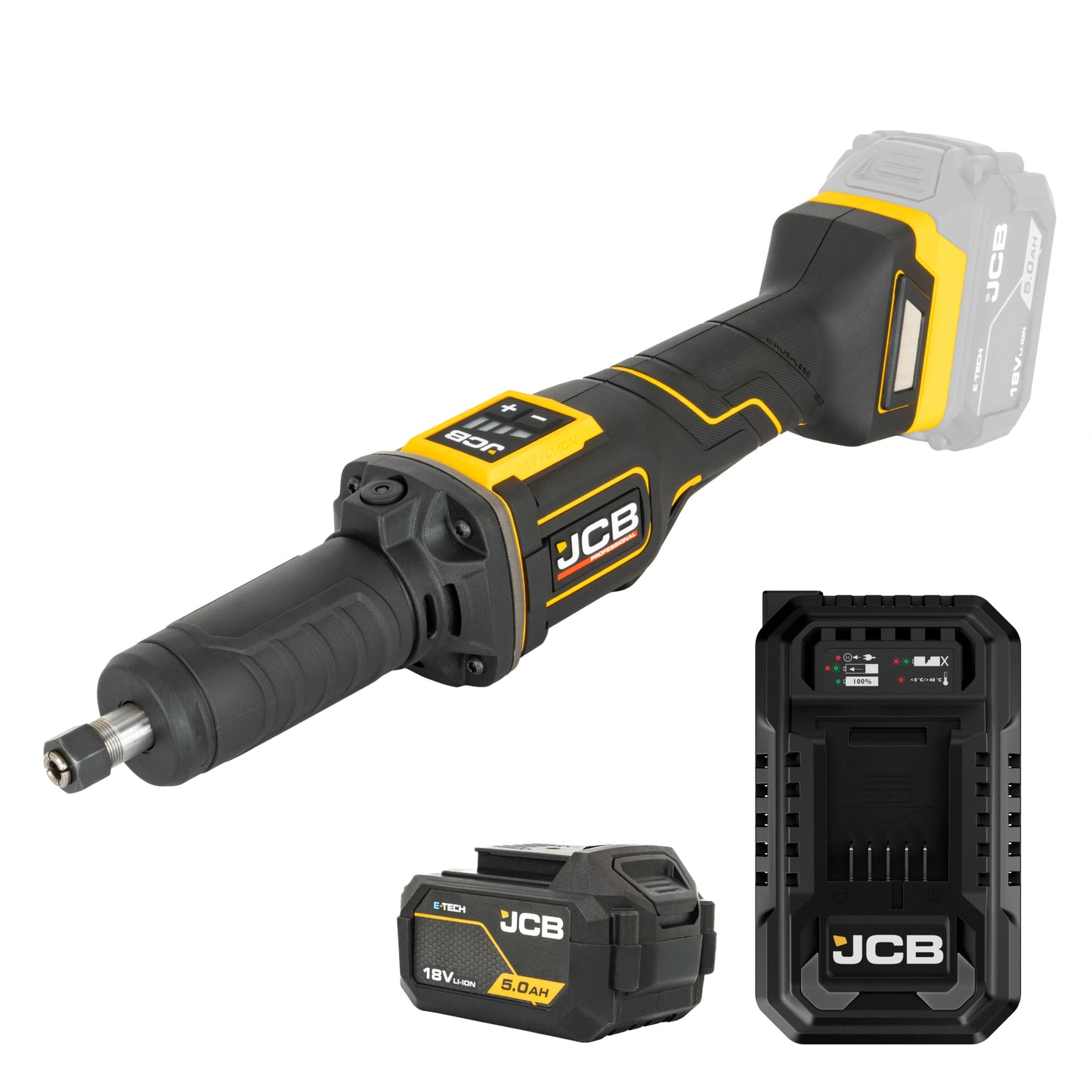 JCB Professional 18V Szlifierka Trzpieniowa z Przełącznikiem Łopatkowym