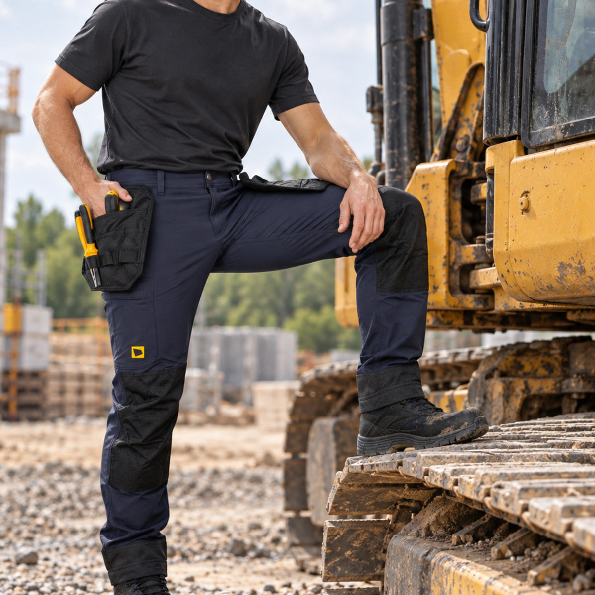 JCB Workwear Spodnie Robocze 4-Way Stretch z Kieszeniami Kaburowymi