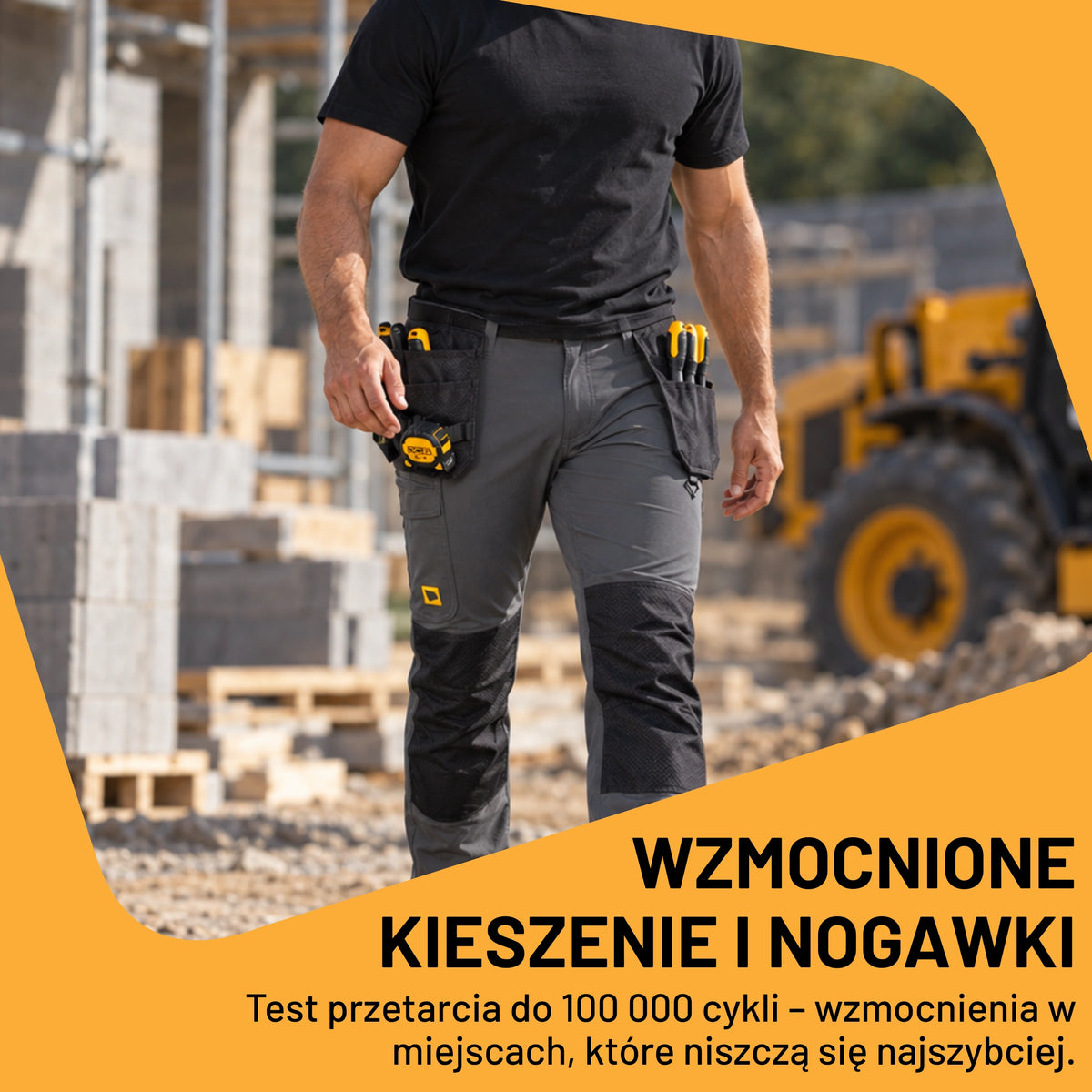 JCB Workwear Spodnie Robocze 4-Way Stretch z Kieszeniami Kaburowymi