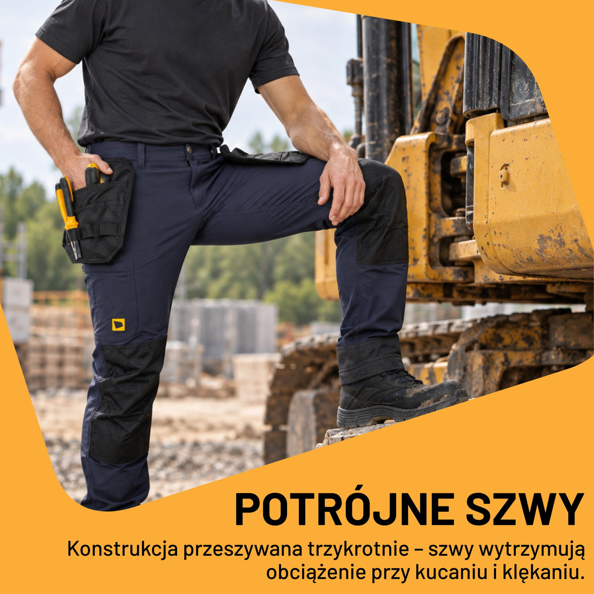 JCB Workwear Spodnie Robocze 4-Way Stretch z Kieszeniami Kaburowymi