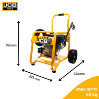 Myjka ciśnieniowa JCB PW7532P24 wymiary wysokość 750 mm szerokość 625 mm długość 930 mm etykieta waga netto 69 kg