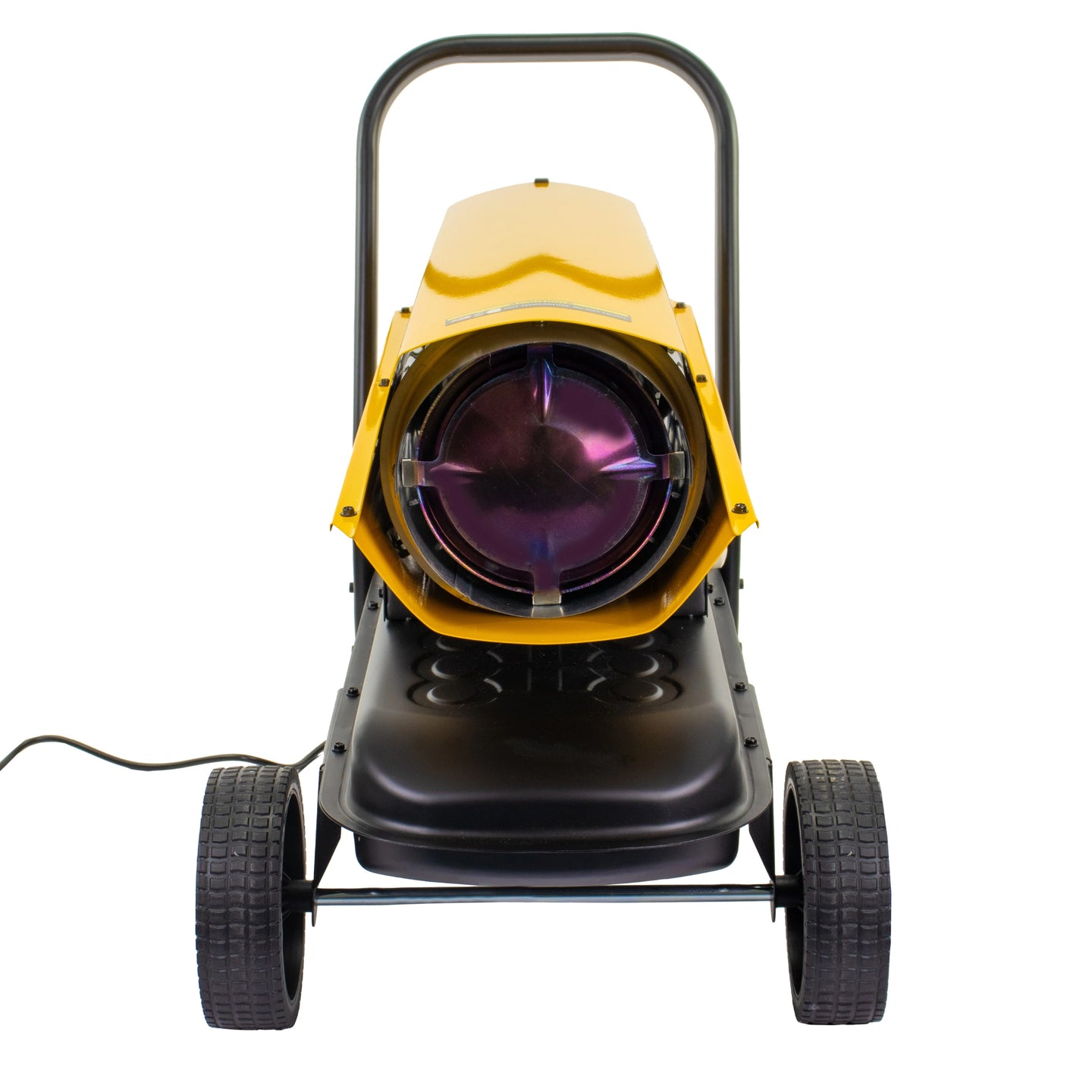 Nagrzewnica JCB 20kW widok od przodu z żarzącą komorą