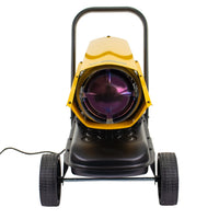 Nagrzewnica JCB 20kW widok od przodu z żarzącą komorą