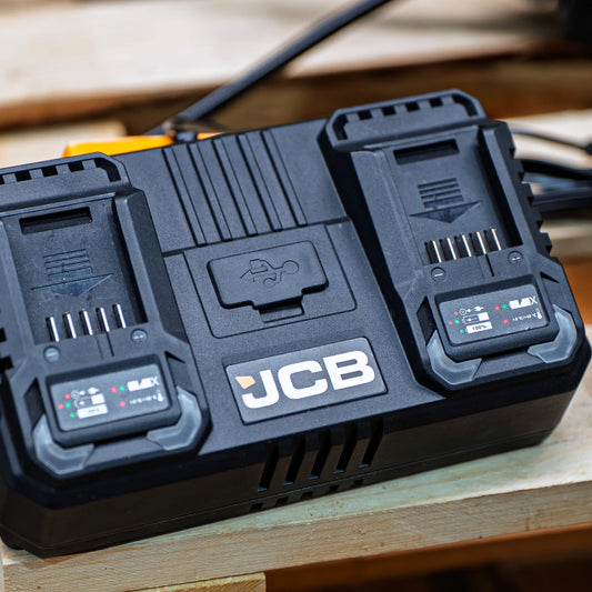 Професійний подвійний швидкий зарядний пристрій JCB 18V 4.5A