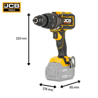 Wiertarko-wkrętarka udarowa JCB Professional 18V 160 Nm żółto-czarna na białym tle - wiertarko-wkrętarka akumulatorowa