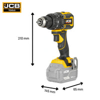 Wiertarko-wkrętarka udarowa JCB Professional 18V 75 Nm żółto-czarna na białym tle - kompaktowa wiertarko-wkrętarka akumulatorowa