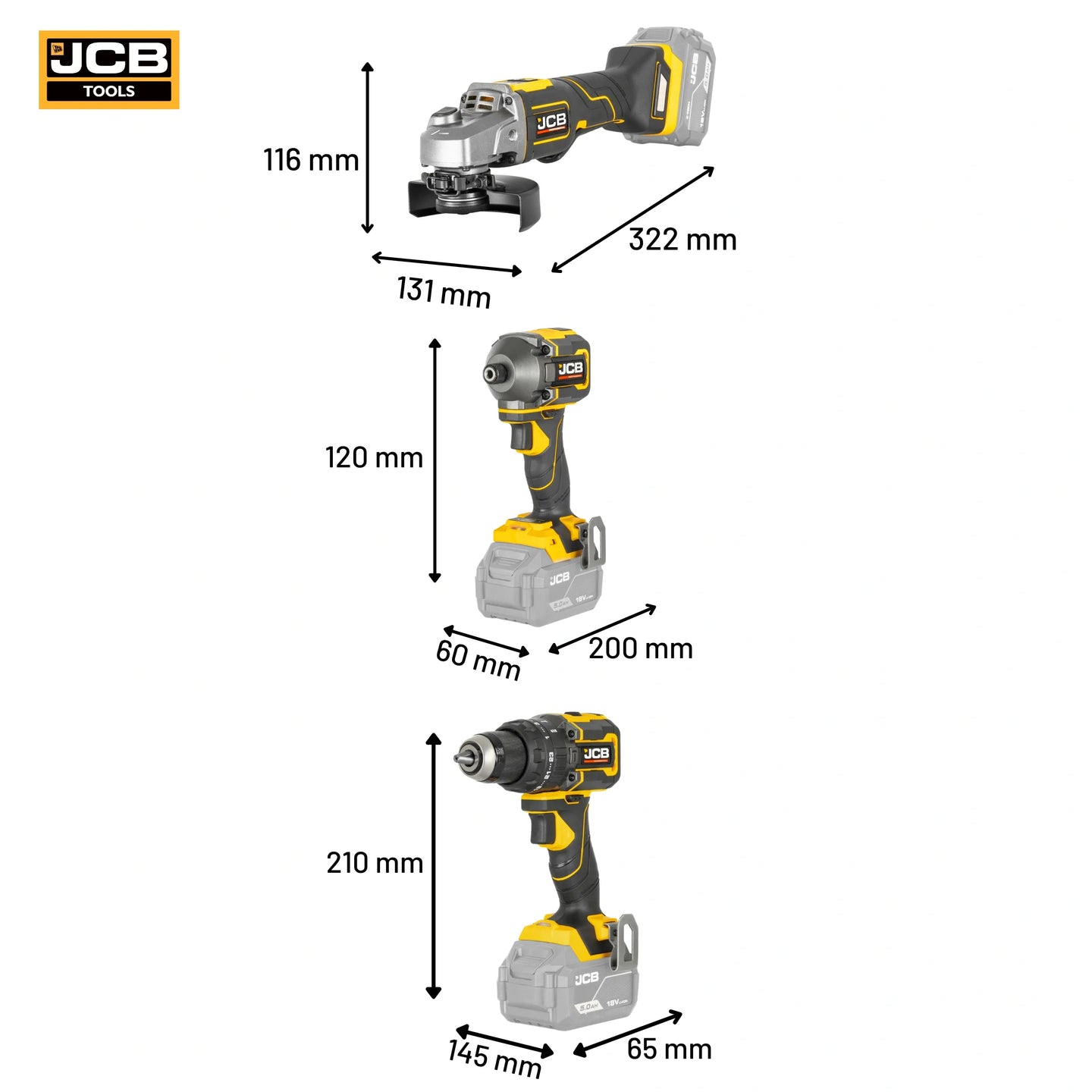 Zestaw elektronarzędzia JCB 18PKIT-7 – zestaw elektronarzędzi akumulatorowych