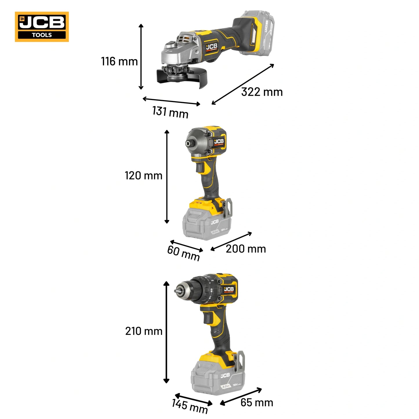 Zestaw elektronarzędzia JCB 18PKIT-7 – zestaw elektronarzędzi akumulatorowych