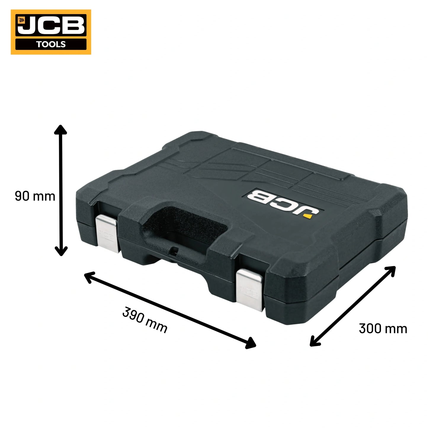 Zestaw kluczy nasadowych JCB 108 elementów 1/2 i 1/4 w otwartej walizce - komplet kluczy nasadowych z grzechotką