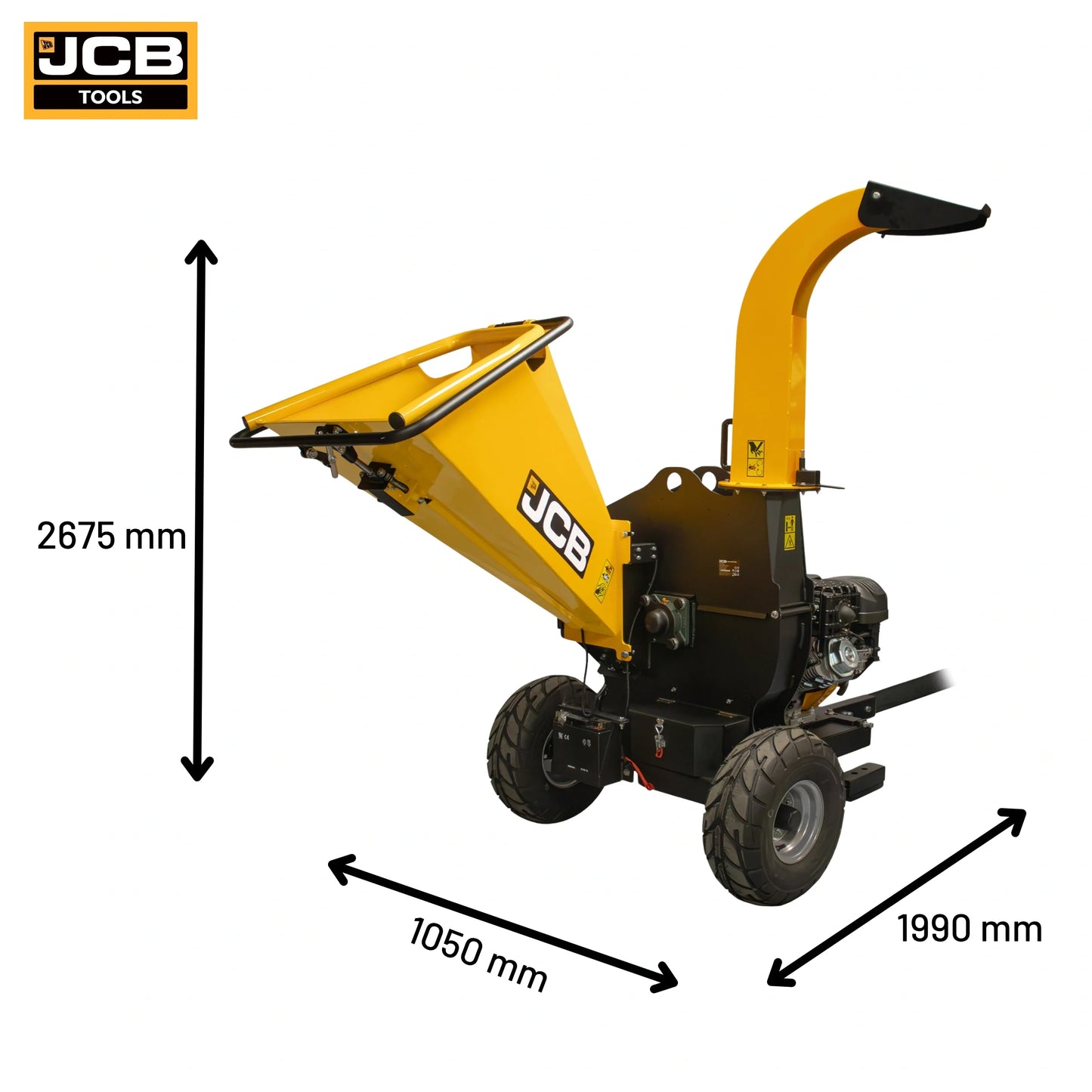 Rębak spalinowy do gałęzi JCB CH150120PEP24 15 KM do 120 mm żółto-czarny - rozdrabniacz do drewna z rozruchem elektrycznym