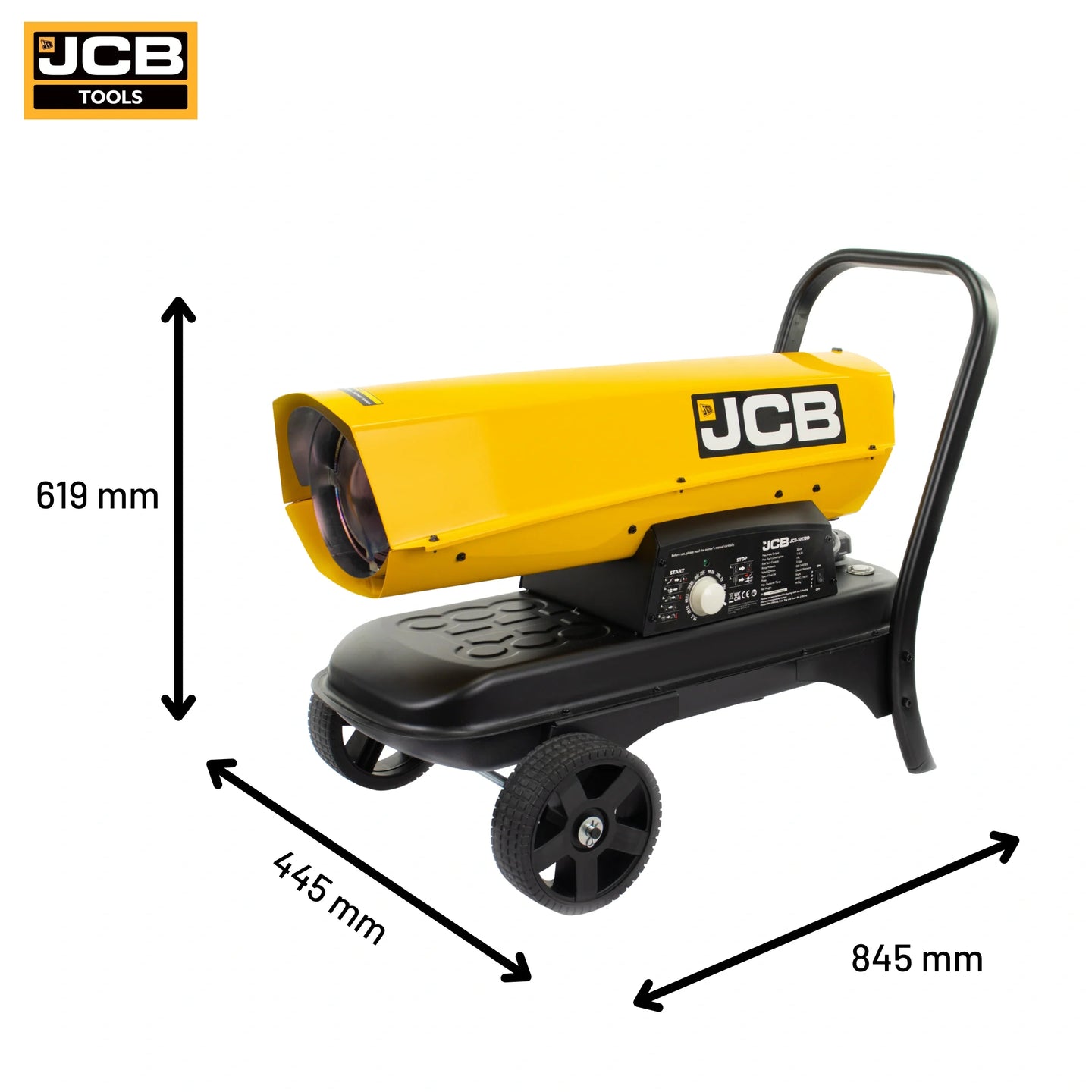 Nagrzewnica olejowa z odprowadzeniem spalin JCB 20kW – nagrzewnica spalinowa