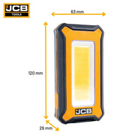 Lampa inspekcyjno-robocza LED JCB PALM 1000 lm żółto-czarna na białym tle - lampa warsztatowa akumulatorowa
