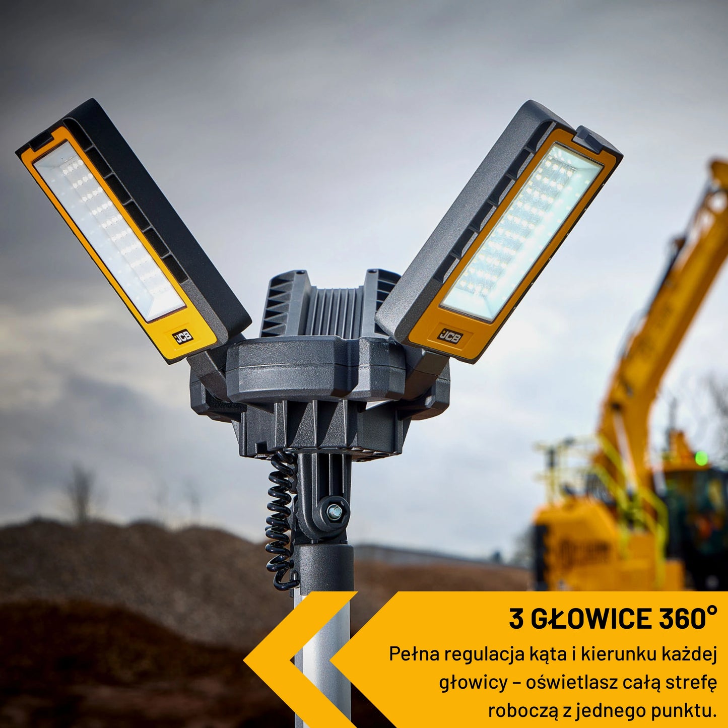 Lampa robocza akumulatorowa JCB 8400 lm – oświetlenie placu budowy