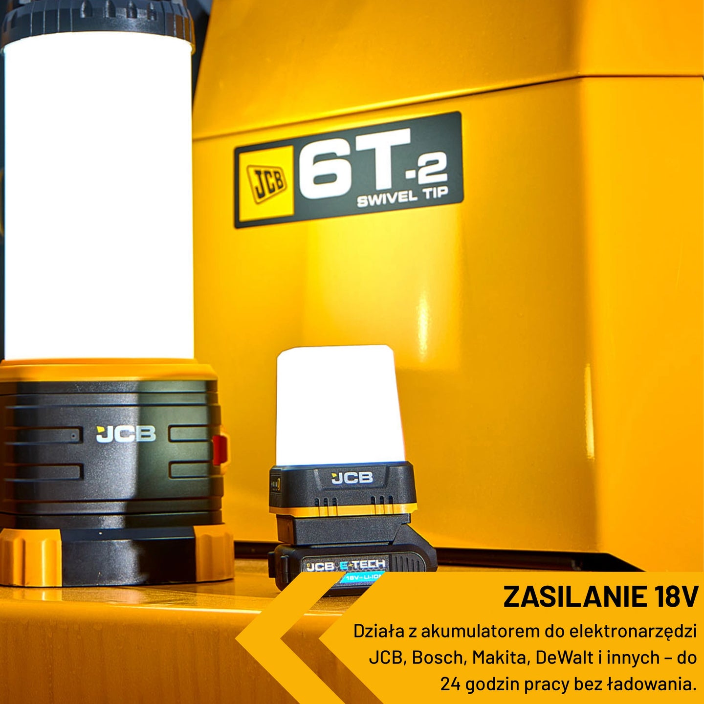 Lampa LED JCB Mini KONNECT 360 – zastosowanie warsztat garaż i plac budowy
