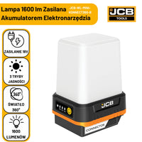 Lampa robocza JCB Mini KONNECT 360 – gniazdo akumulatora 18V i adapter Bosch