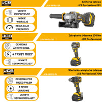 JCB Zestaw Elektronarzędzi 18V Wiertarko-Wkrętarka Szlifierka Zakrętarka