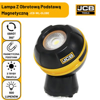 JCB Globe 600 Lm – podstawa magnetyczna i regulacja kąta oświetlenia roboczego