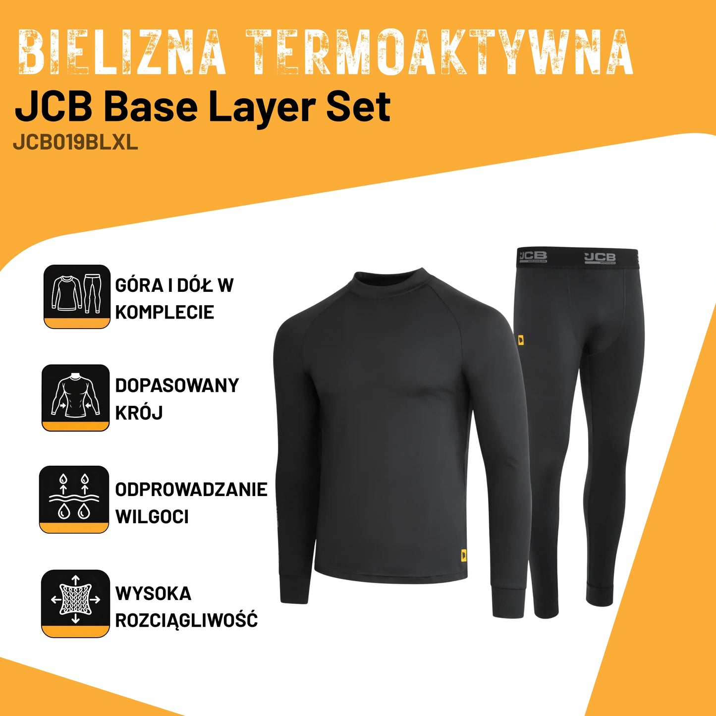 JCB Workwear Bielizna Termoaktywna Unisex Komplet – Czarny – zdjęcie 3