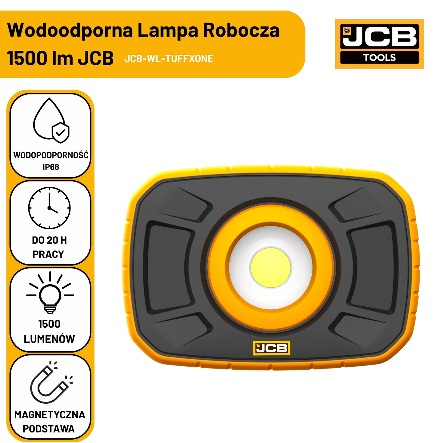 Latarka poszukiwawcza JCB 1500 lm – latarka robocza LED