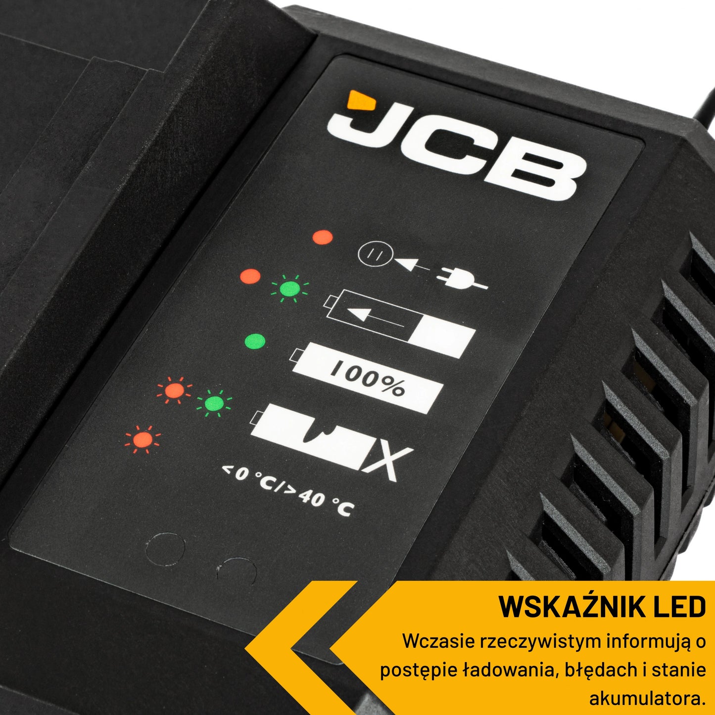 JCB Professional  Super Szybka Ładowarka 9A Do Akumulatorów Li-Ion 18V