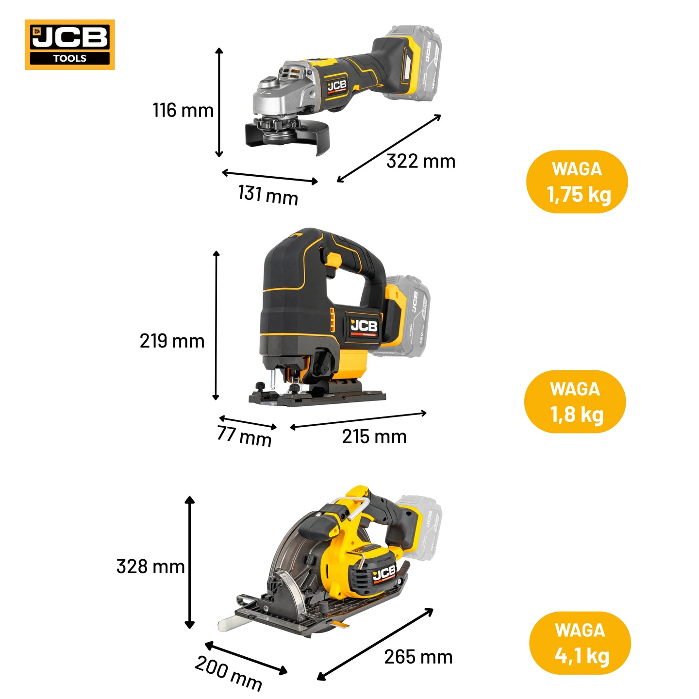 Zestaw elektronarzędzi akumulatorowych JCB 160Nm – zestaw narzędzi z wkrętarka