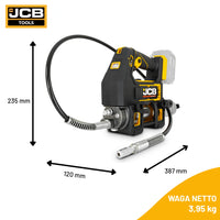 Smarownica akumulatorowa JCB 18PGG-VS z wymiarami 235×120×387 mm waga netto 3,95 kg